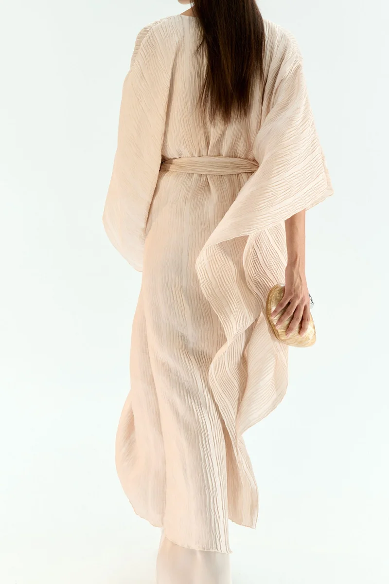 H&M Crinkled tie-belt kaftan dress